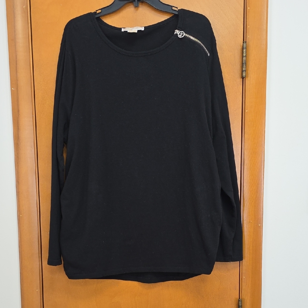 Michael Kors Women's Black Top with Zipper Accent
